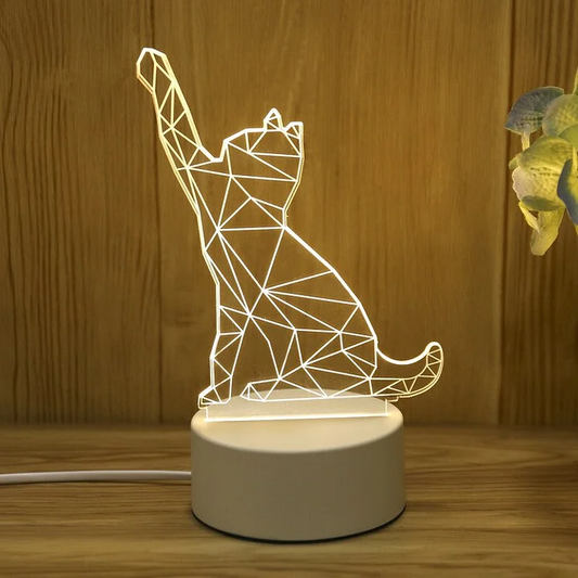 Cat 3D Acrylic USB Led Night Light for Christmas, Valentine's Day, Home, Bedroom, Birthday, Decoration and Wedding Gifts
