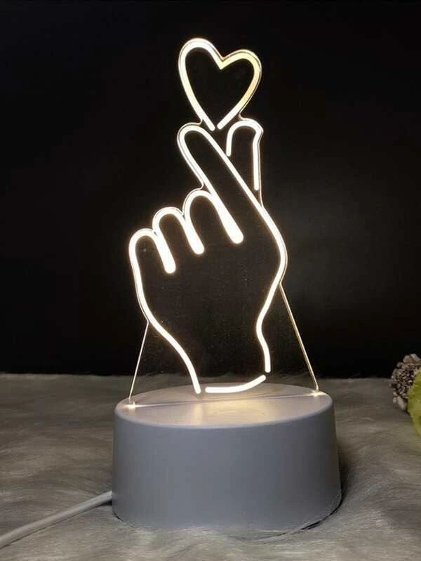 Finger Heart 3D Acrylic USB Led Night Light for Christmas, Valentine's Day, Home, Bedroom, Birthday, Decoration and Wedding Gifts