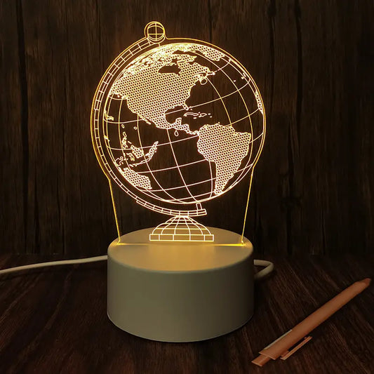 Globe 3D Acrylic USB Led Night Light for Christmas, Valentine's Day, Home, Bedroom, Birthday, Decoration and Wedding Gifts