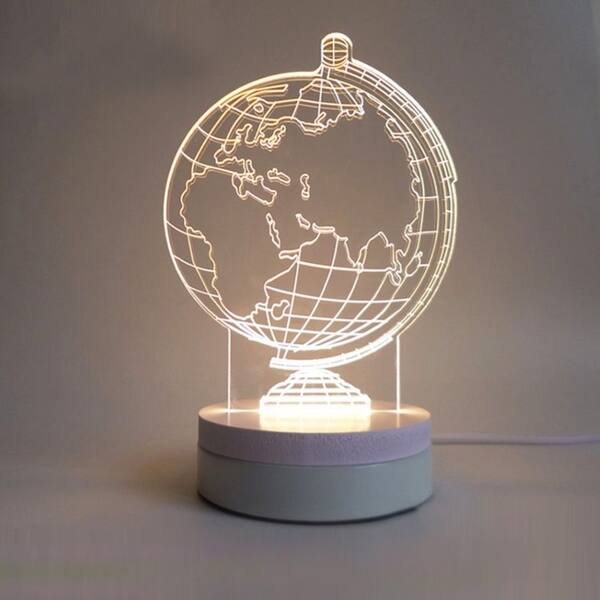 Globe 3D Acrylic USB Led Night Light for Christmas, Valentine's Day, Home, Bedroom, Birthday, Decoration and Wedding Gifts