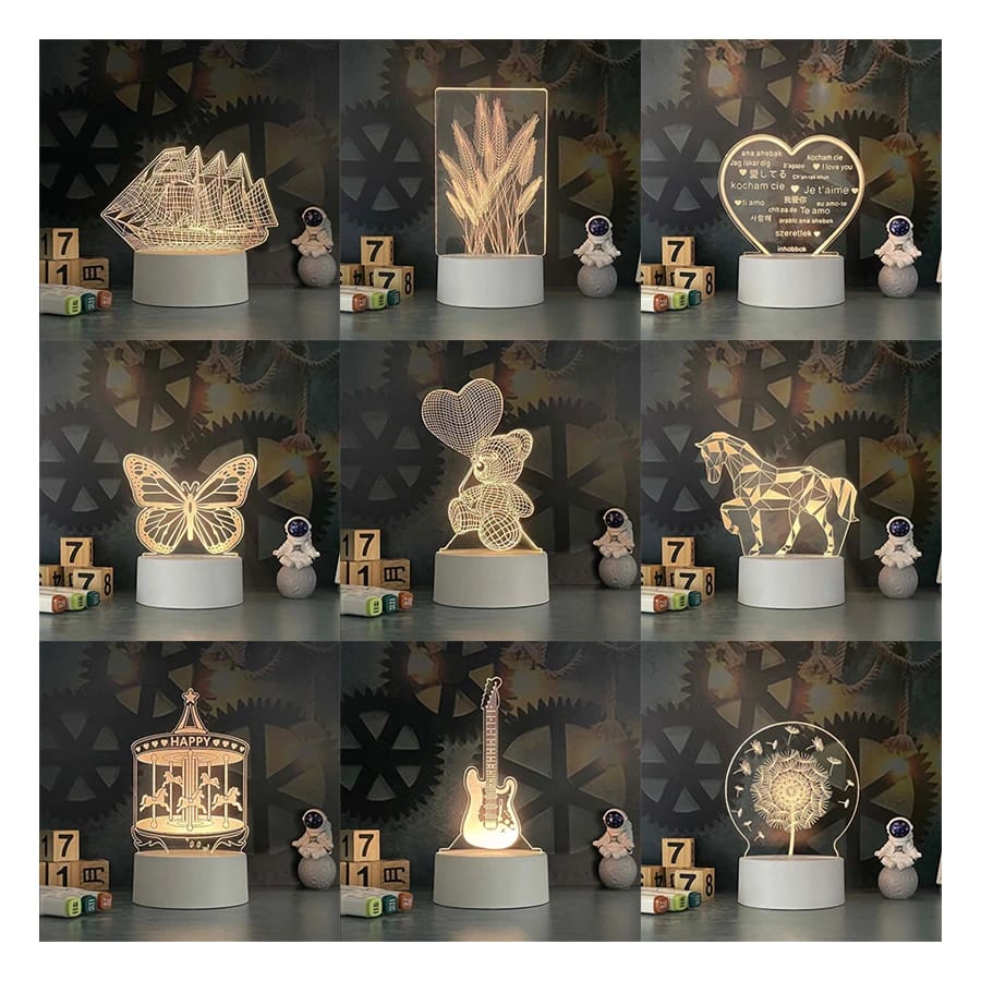 Birthday Cake 3D Acrylic USB Led Night Light for Christmas, Home, Bedroom, Birthday, Decoration and Wedding Gifts