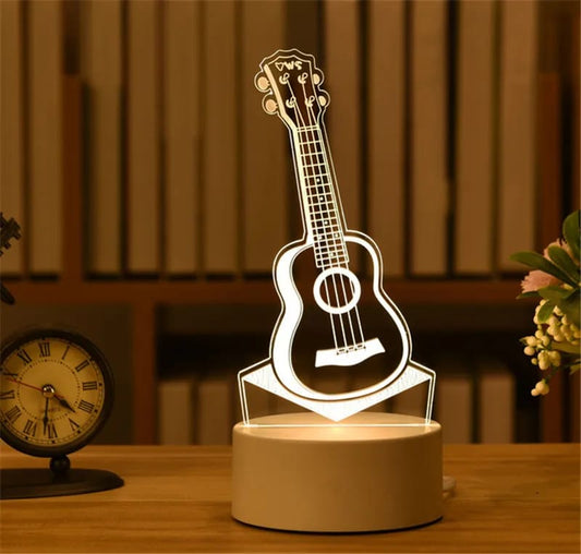 The Guitar 3D Acrylic USB Led Night Light for Christmas, Home, Bedroom, Birthday, Decoration and Wedding Gifts