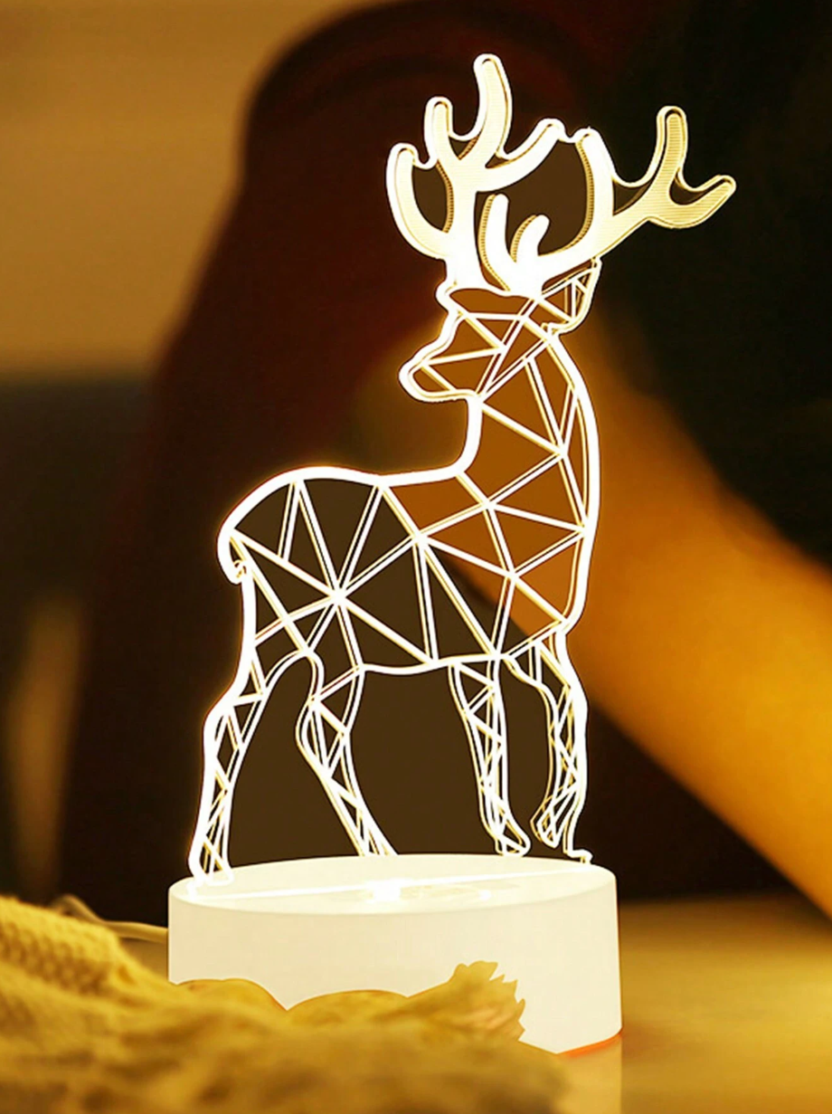 Reindeer 3D Acrylic USB Led Night Light for Christmas, Home, Bedroom, Birthday, Decoration and Wedding Gifts