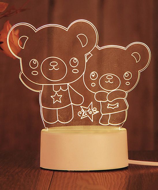 Teddy Couples 3D Acrylic USB Led Night Light for Christmas, Valentine's Day, Home, Bedroom, Birthday, Decoration and Wedding Gifts